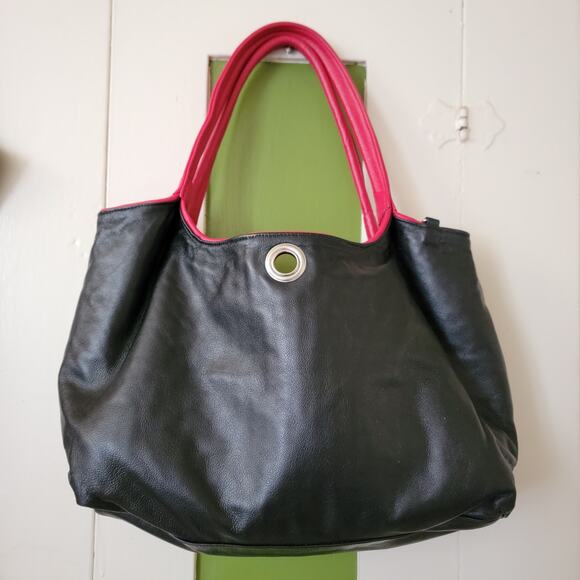 Fontanelli Woven Cherry Reversible Leather Tote - Picture 3 of 8